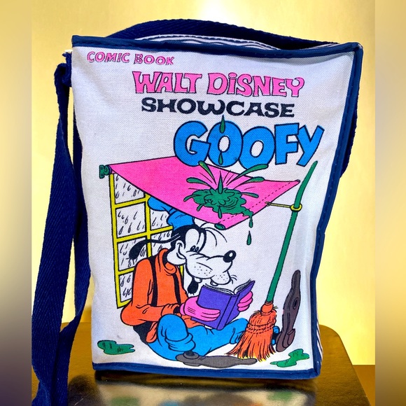 WALT DISNEY GOOFY VINTAGE COMIC BOOK SHOWCASE GOOFY CANVAS ZIP UP BOOK BAG RARE - Picture 2 of 16